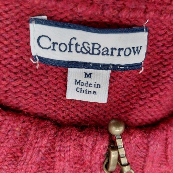 Croft & Barrow Cardigan Christmas Sweater Size Medium Red Snowman Birdhouse - Picture 3 of 12